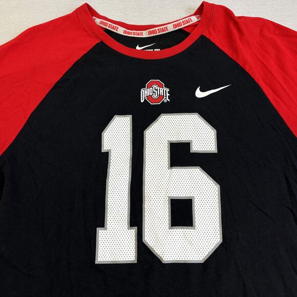 Nike Ohio State Buckeyes T-Shirt Mens Large Black Red Jersey Dri-Fit Sportswear - Picture 2 of 8